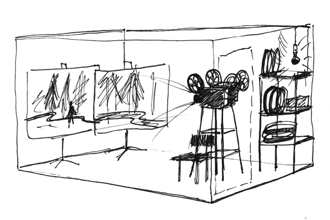 sketch of the installation, 1996
